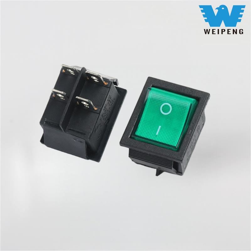Kcd4 Rocker Switch 2 ตำแหน่ง สี่พิน พร้อมไฟ